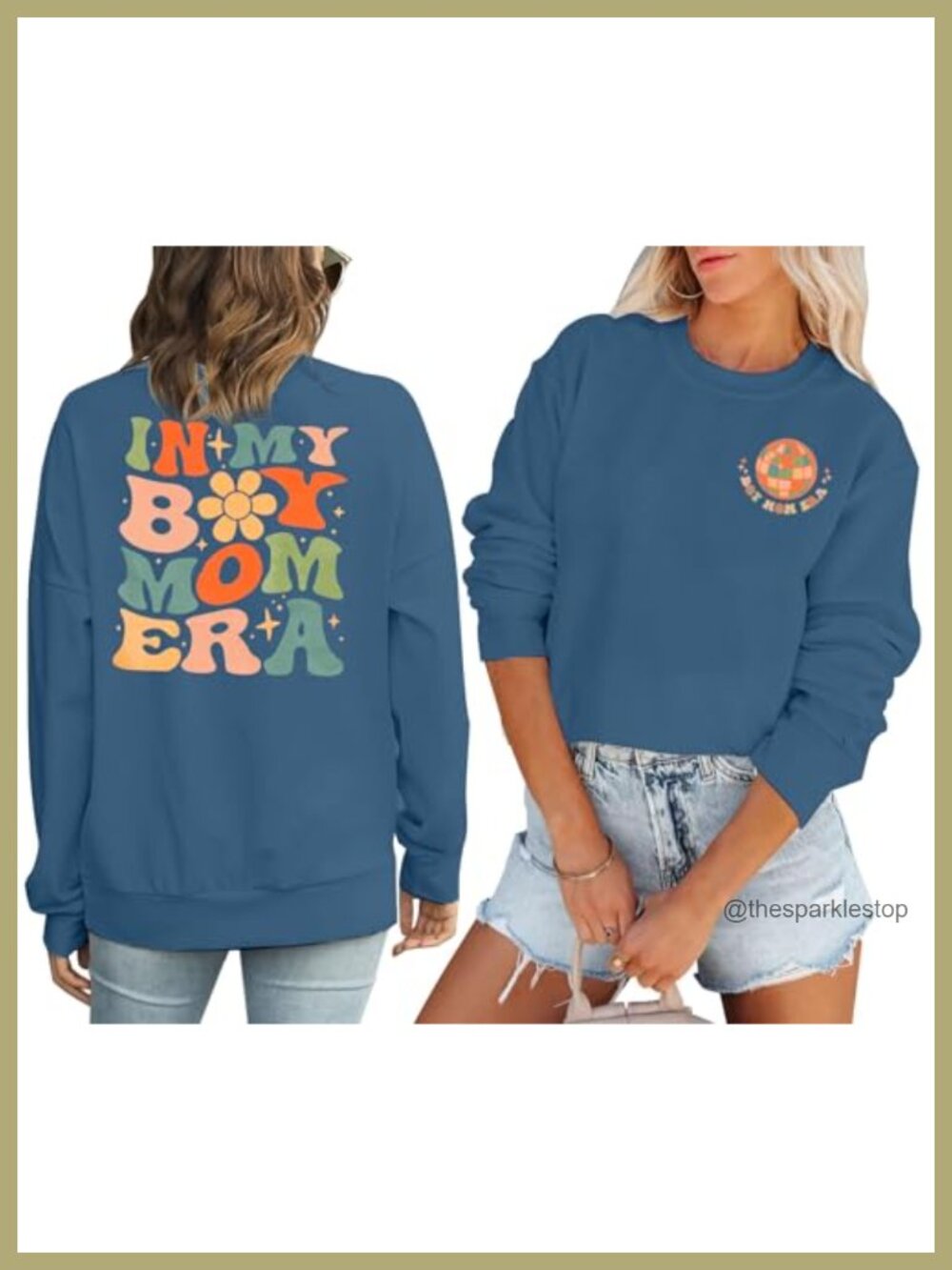 Mom Life Crewneck Sweatshirt Long Sleeve Pullover Cotton Blend Casual